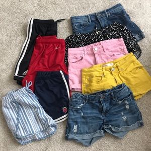 Lot of 9 girls shorts- Jean, cotton sports- 10/12
